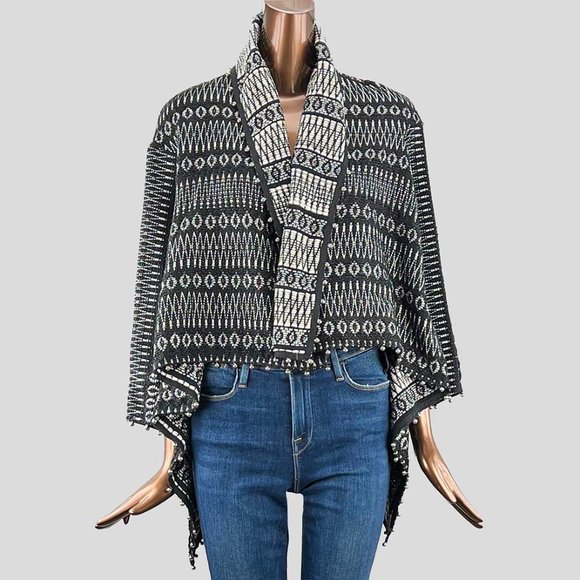 Marc Jacobs Black and White Knit Open-Front Cape - Picture 2 of 6